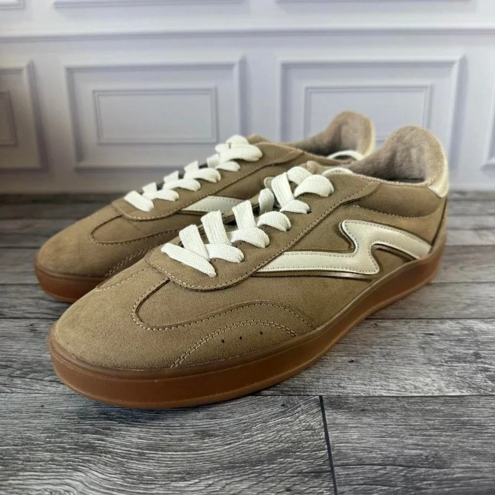 Madden Girl size 8.5 tan & brown sneakers with white detail